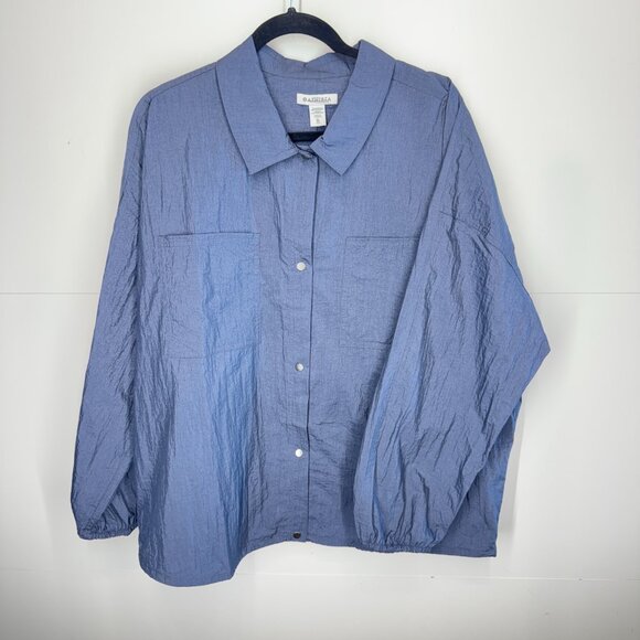 NWOT Athleta Lunar Shine Button Down Shirt in Dark Rinse - Picture 2 of 9